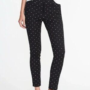 Old Navy Polka Dot Pixie Pants Ankle Crop Career Work Black Cotton Womens 0